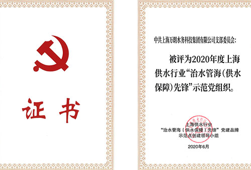 上海供水行业&ldquo;治水管海(供水保障)先锋&rdquo; 示范党组织