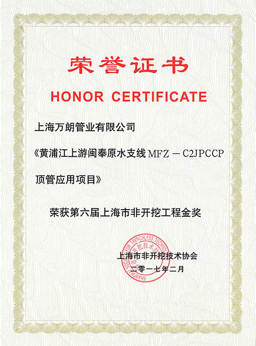 上海市非开挖工程金奖